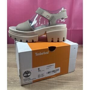 Timberland Everleigh 8M Lug Sole Back Strap Sandal - Light Taupe Nubuck - NEW